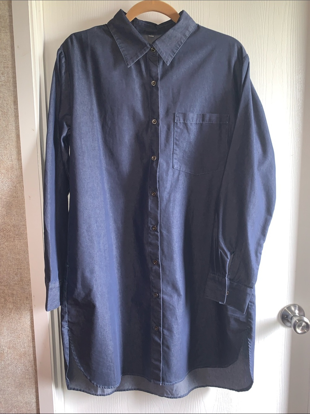 Women's Denim Blue Button-Up Shirt Dress